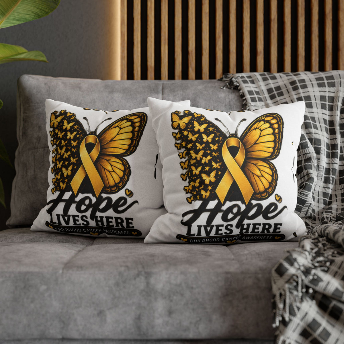 Hope Lives Here Childhood Cancer Awareness Pillowcase