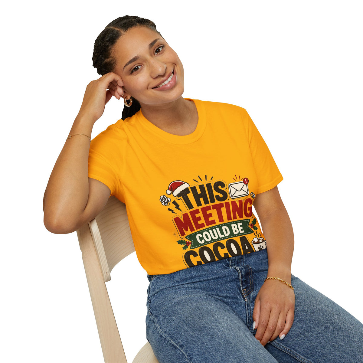 T-Shirt — "This Meeting Could Be Cocoa" Christmas Holiday Graphic Tee