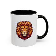 Lion Head Accent Coffee Mug — Bold Tribal Lion Face Design,