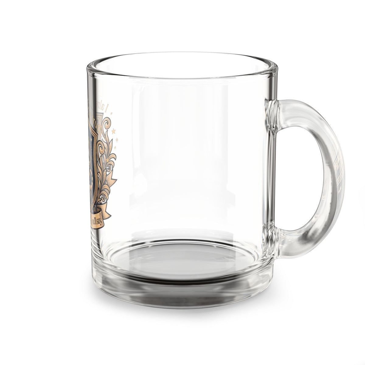 Scorpion Glass Mug 10oz Glass Mug — All-Seeing Eye Scorpio Crest "I already know the truth"
