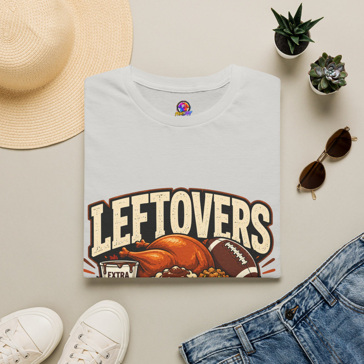 Thanksgiving T-Shirt Leftovers Legend T-Shirt — Thanksgiving Football Turkey Graphic Tee