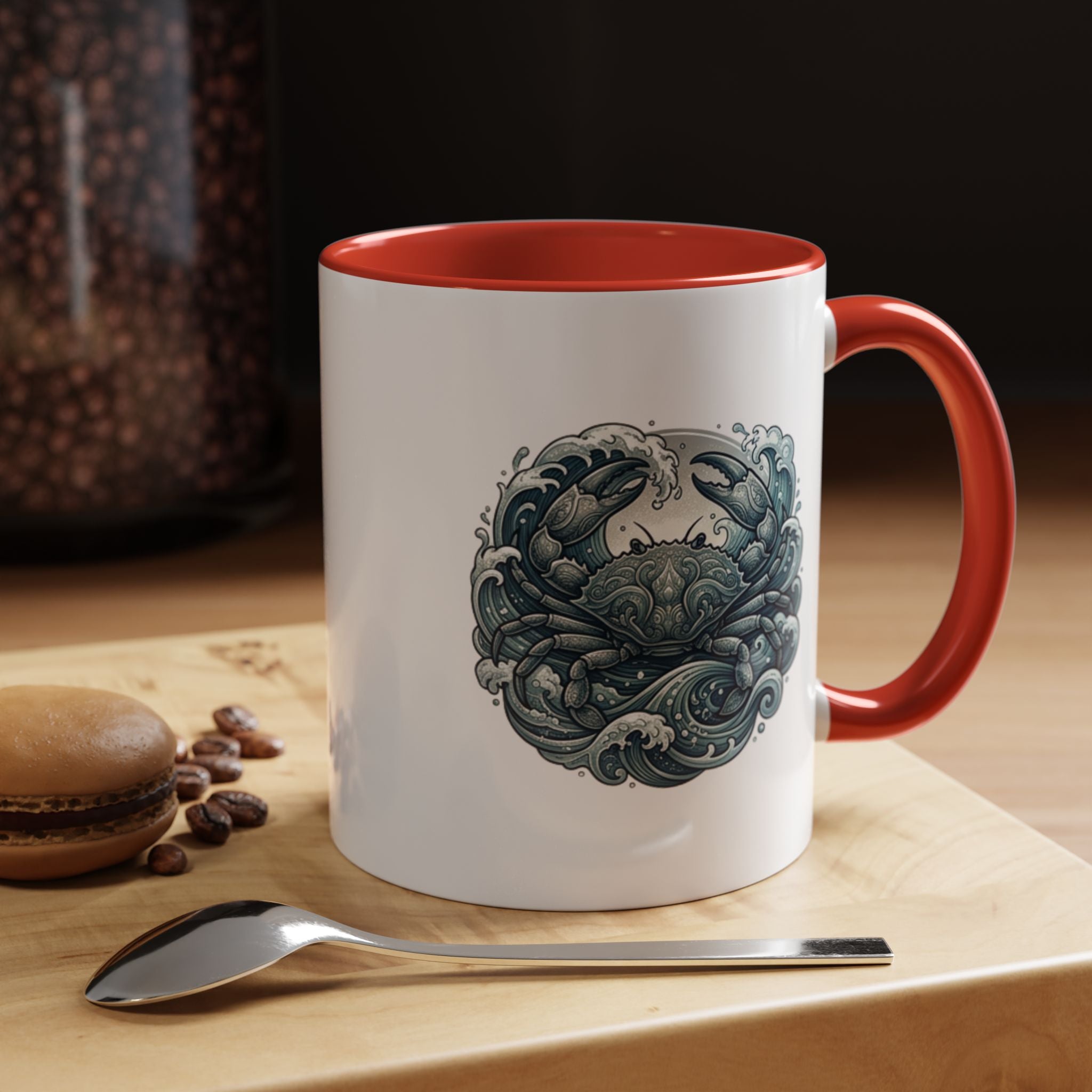 Crab Wave Accent Coffee Mug — Nautical Ocean Art