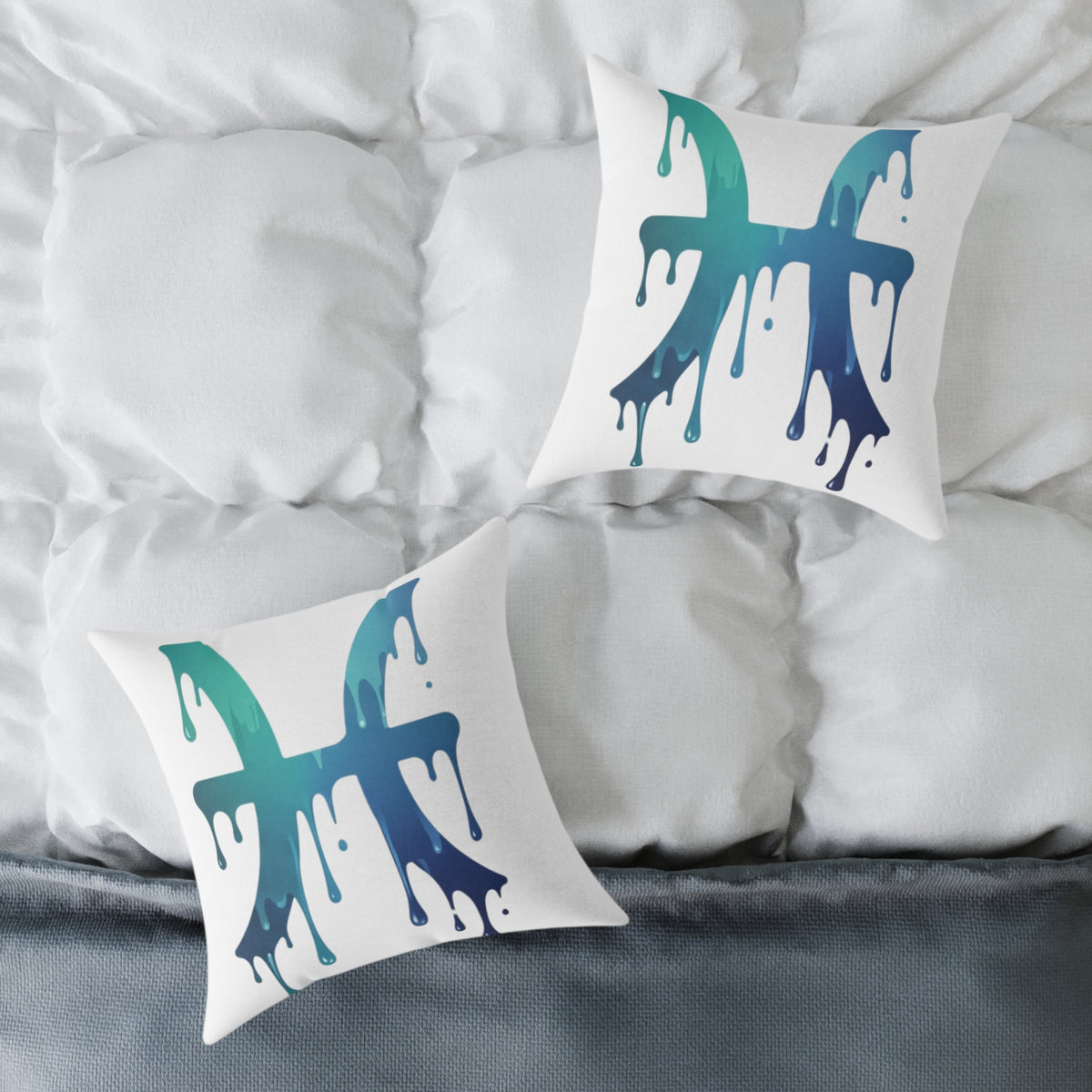 Dripping Zodiac Pisces Square Poly Canvas Pillow