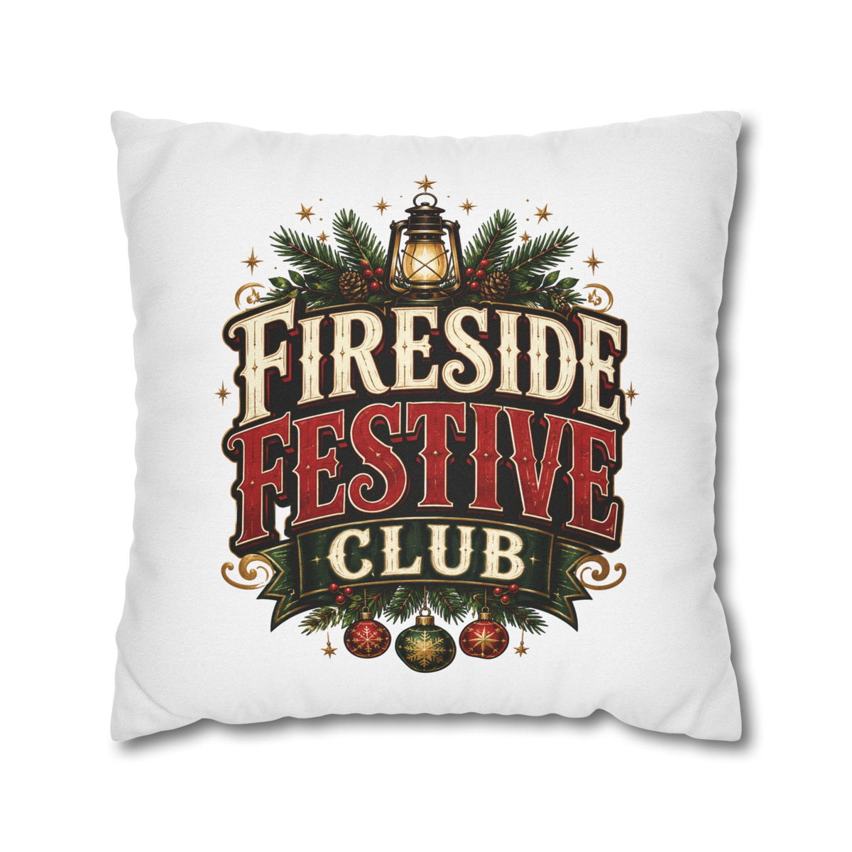 Christmas Fireside Festive Club Holiday Throw Pillowcase
