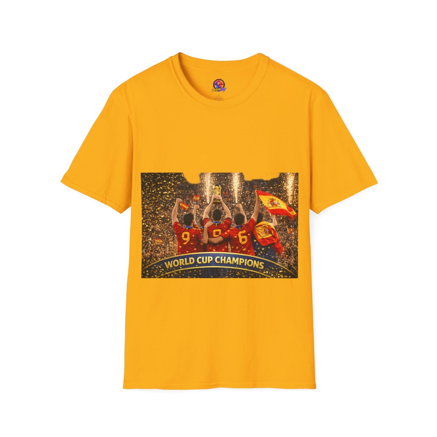 Spain World Cup Champions T‑Shirt — Soccer Trophy Celebration Tee