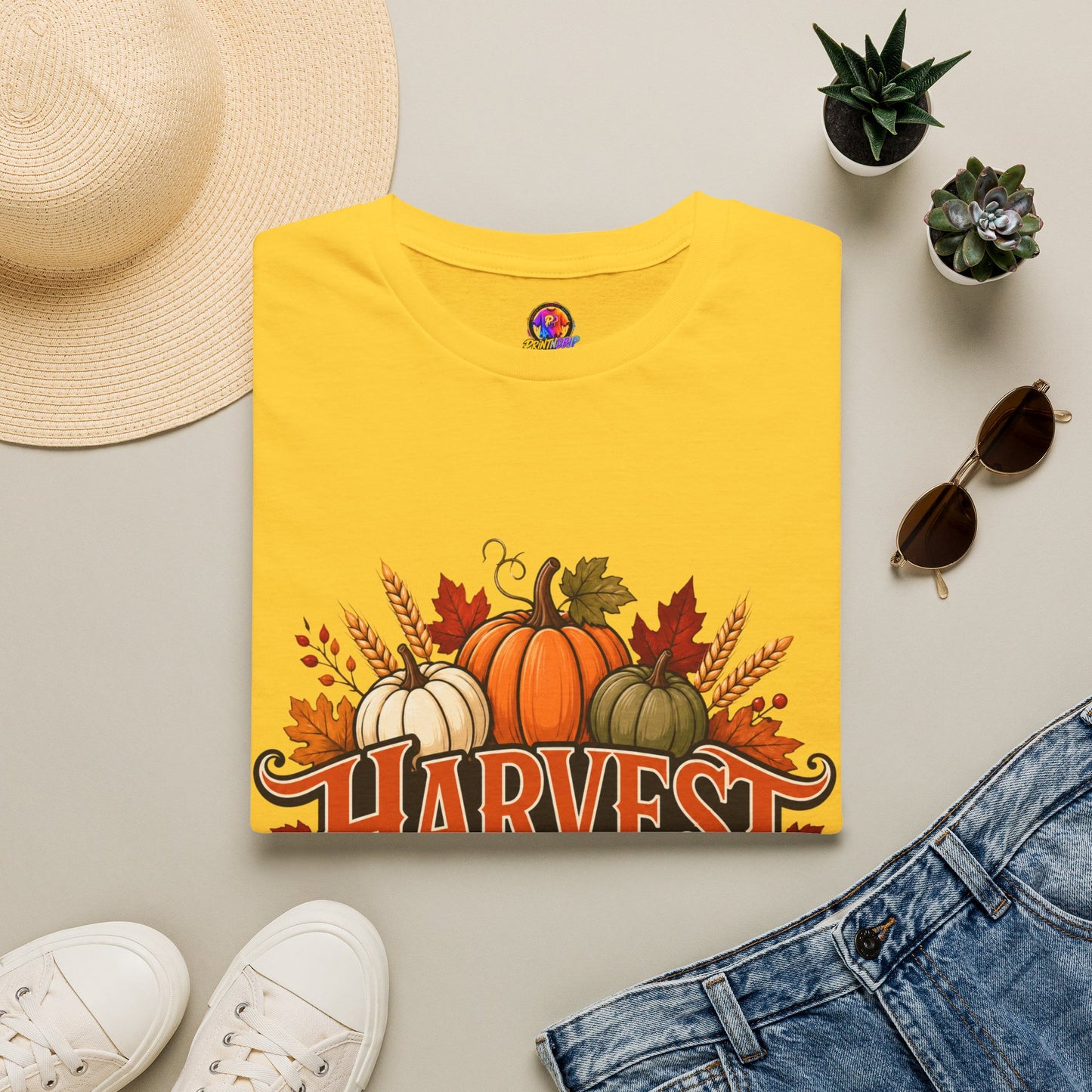 Harvest Blessings T-Shirt — Fall Pumpkin Harvest Graphic Tee for Thanksgiving