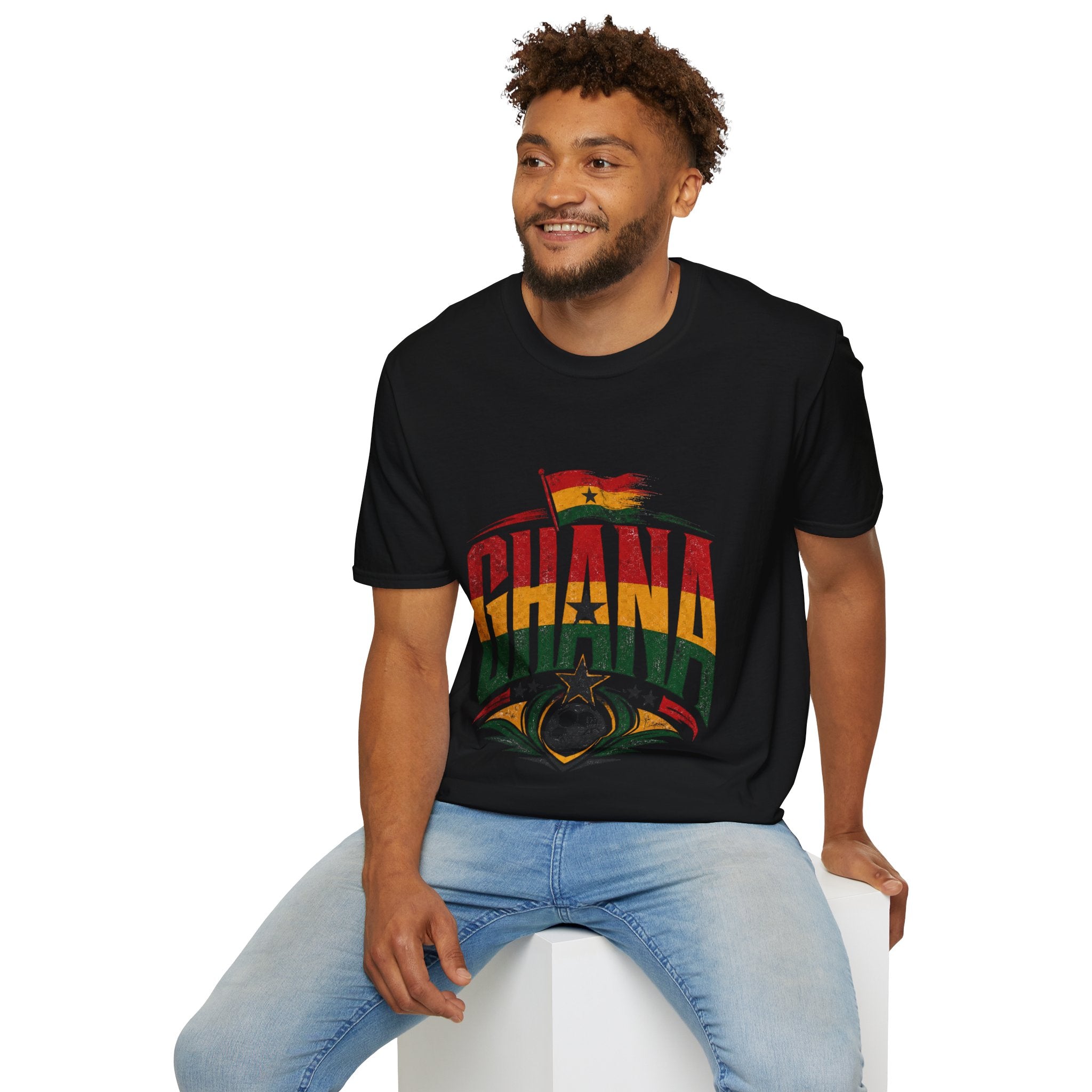 Ghana Flag Soccer T-Shirt — Retro Ghana Pride Football Tee