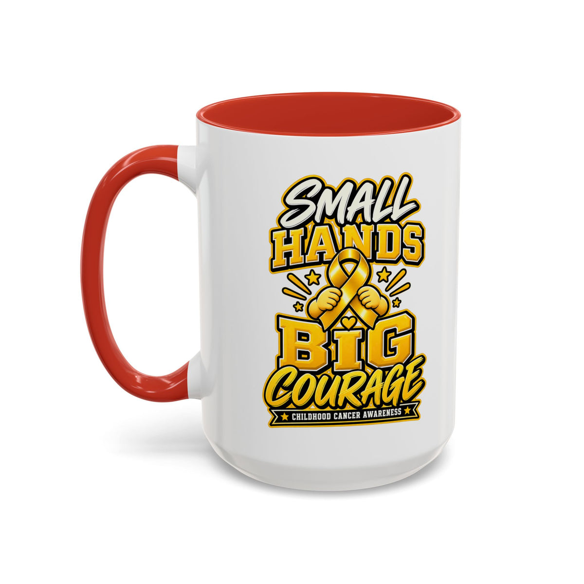 Coffee Mug - "Small Hands Big Courage" Childhood Cancer Awareness Accent Mug