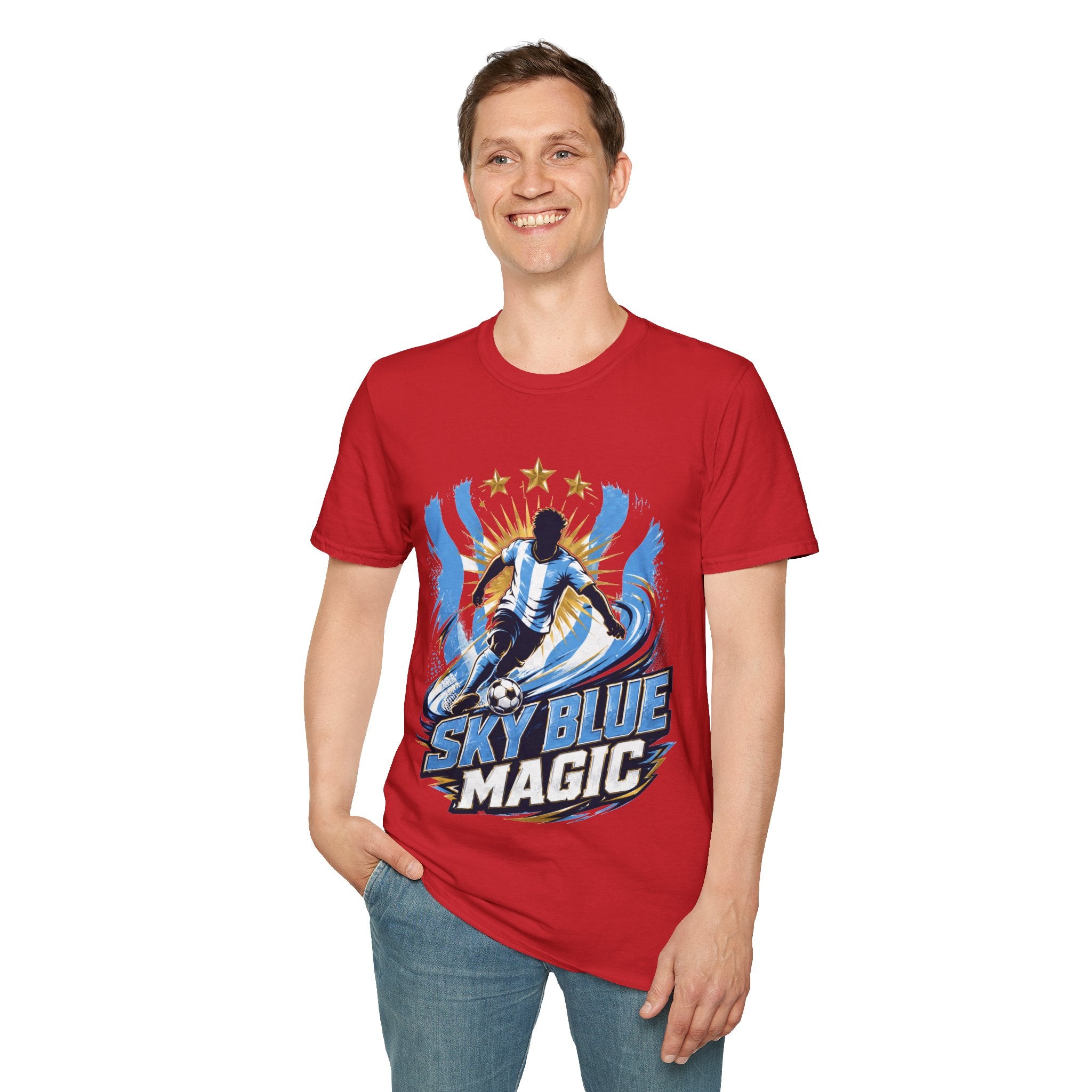 Argentina Sky Blue Magic Soccer T-Shirt — Argentinian Football Player Graphic Tee