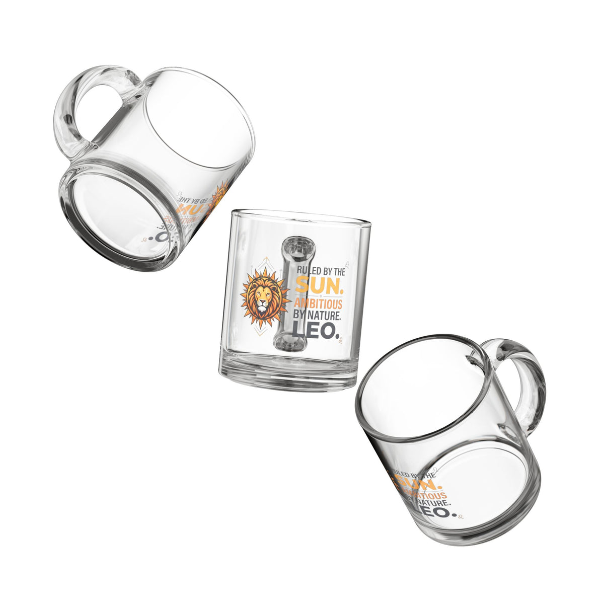 Leo Zodiac Glass Mug — "Ruled by the Sun, Ambitious by Nature" 10oz