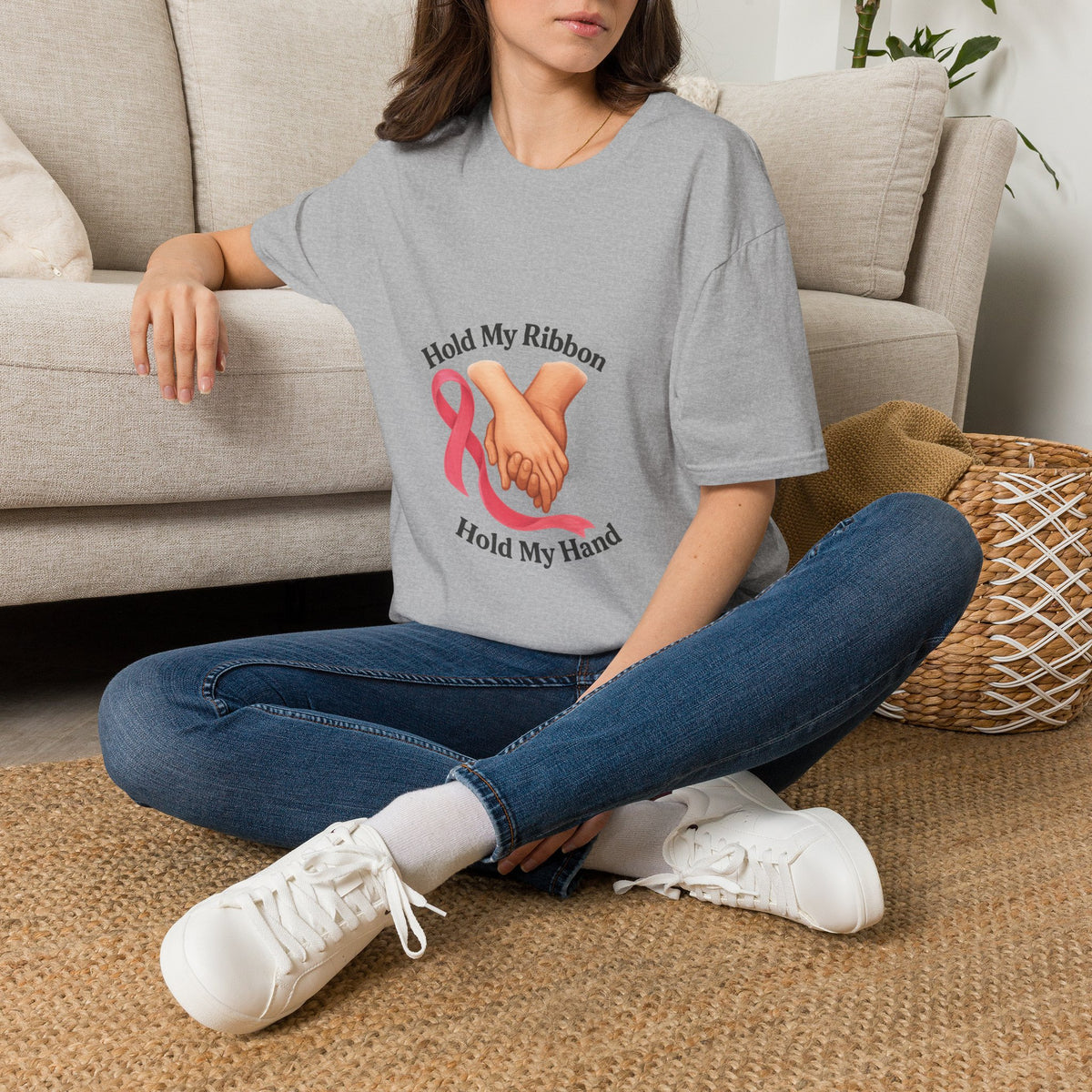 Breast Cancer Support T-Shirt — “Hold My Ribbon Hold My Hand” - Trending Now - October 2026