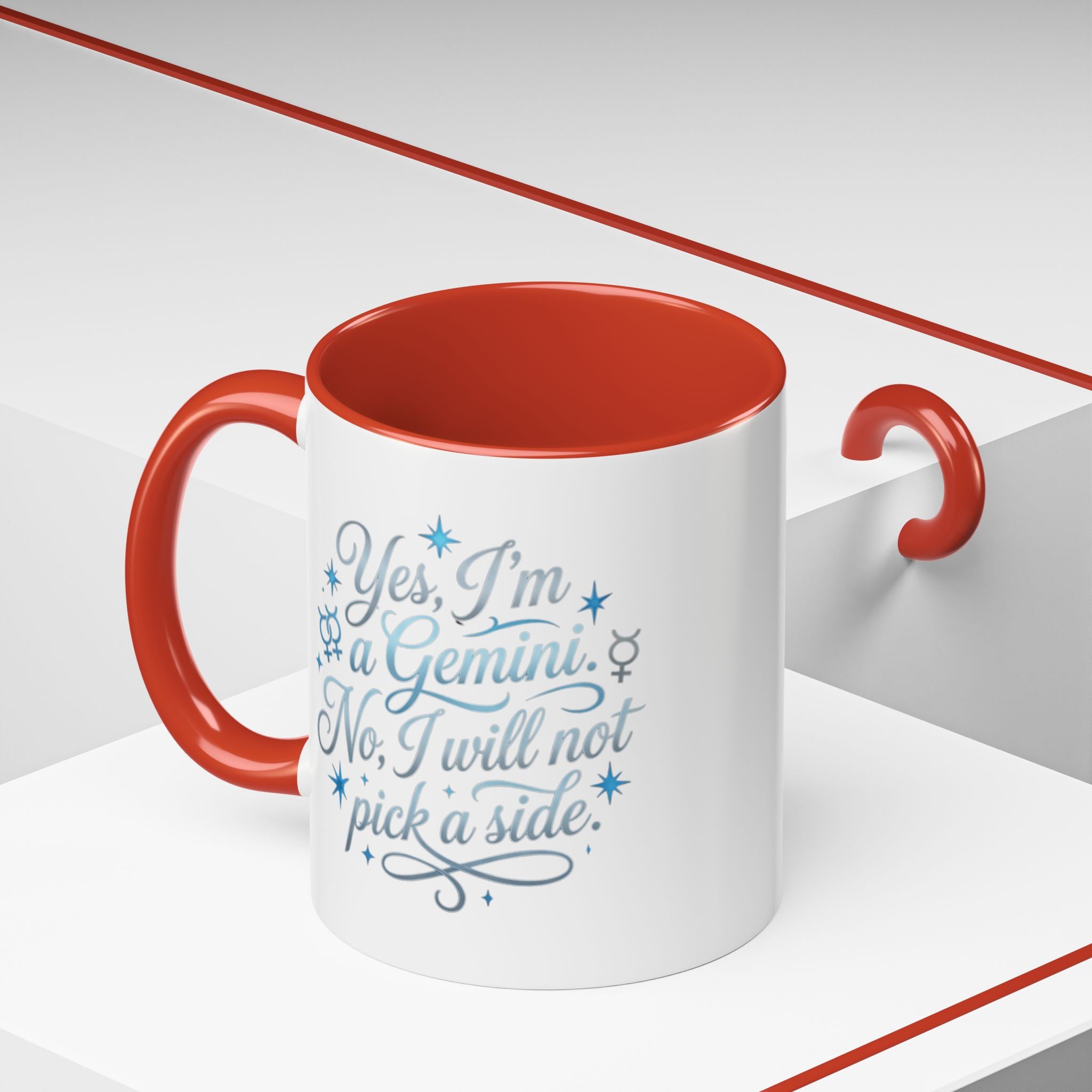 Gemini Zodiac Accent Coffee Mug – “Yes, I’m a Gemini. No, I will not pick a side.” – Astrological Gift