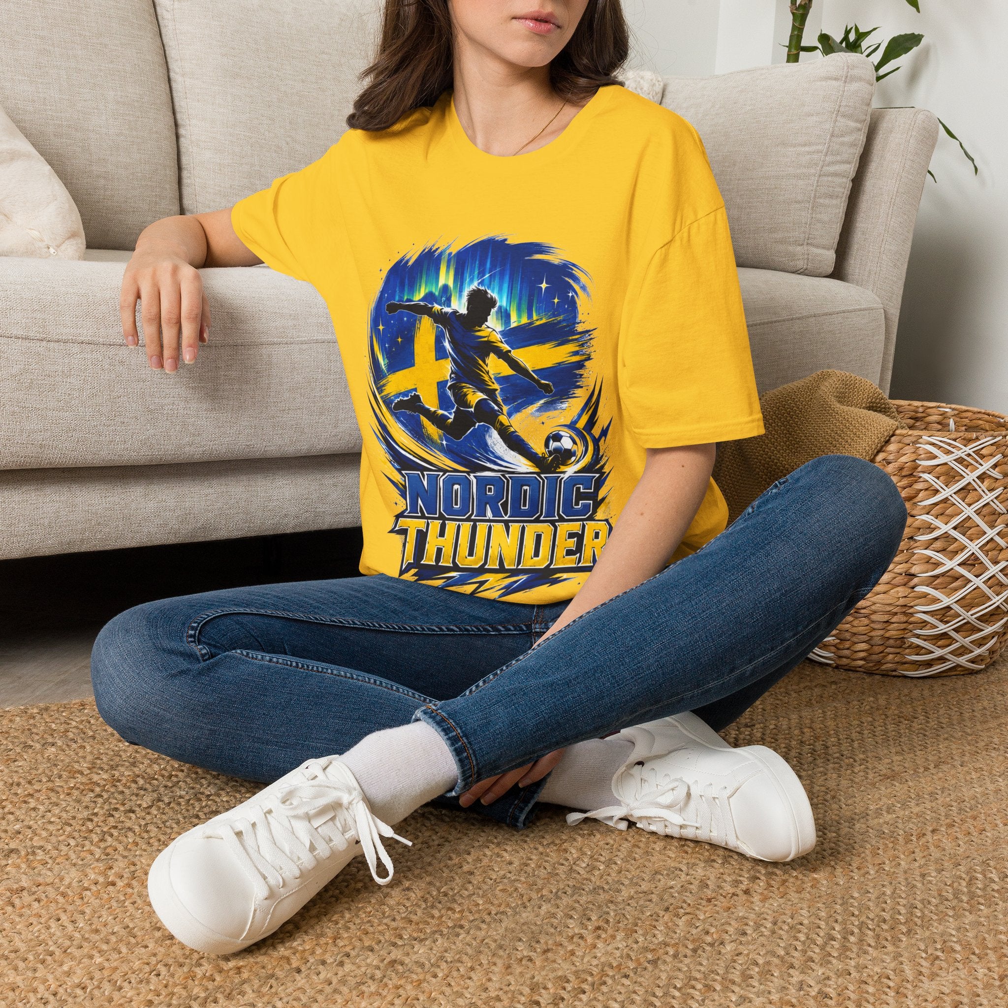 Sweden Nordic Thunder Soccer T-Shirt — Sweden Football Fan Tee