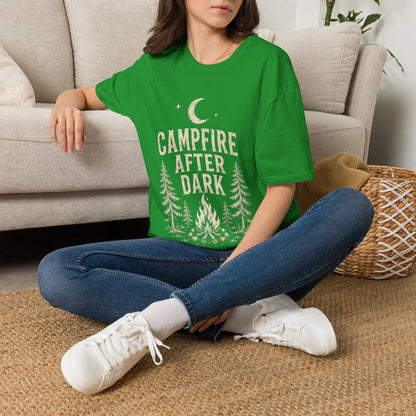 Campfire After Dark T-Shirt — Vintage Moon & Pine Camping Tee
