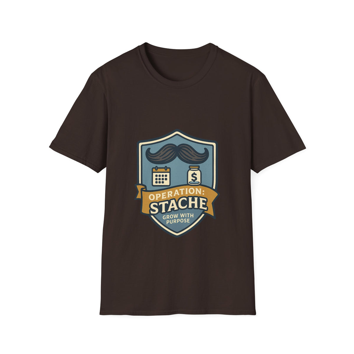 Mustache Badge T-Shirt — Stache Crest Graphic Tee - Trending Now - October 2026