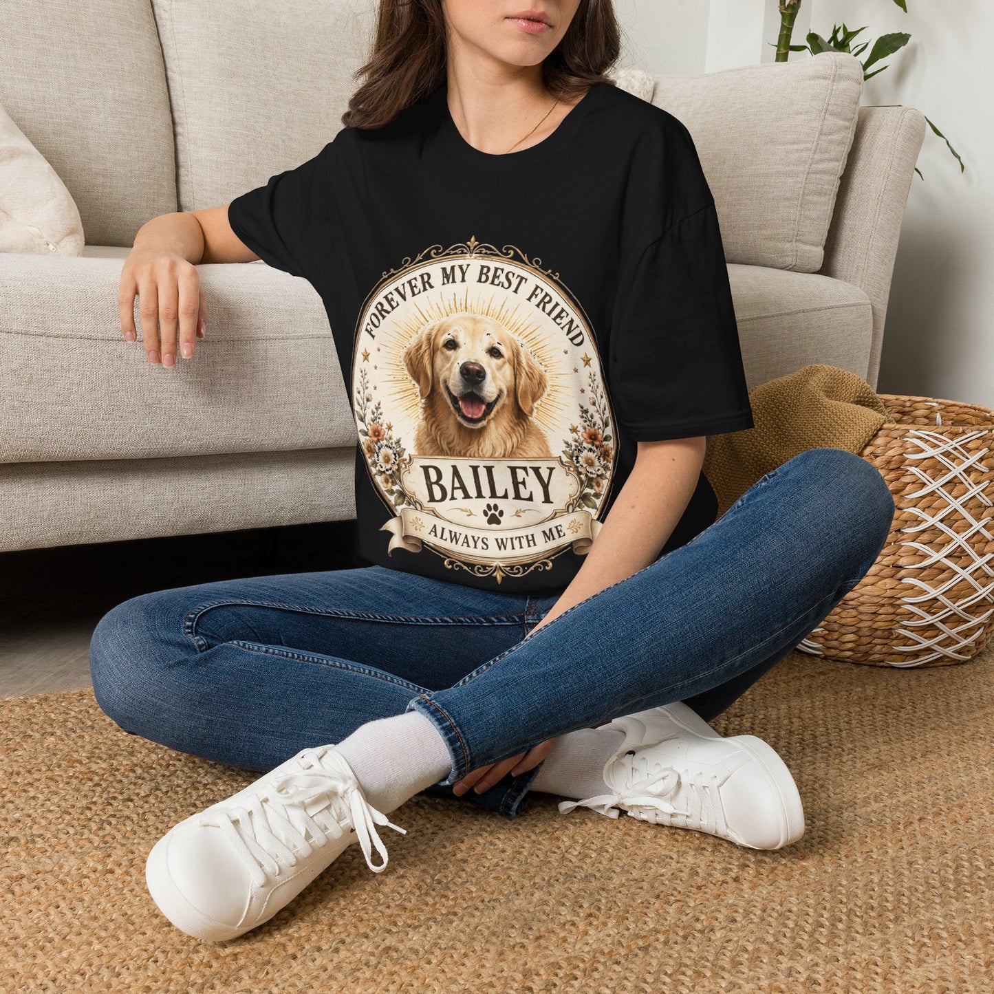 Dog Lover T-Shirt — “Forever My Best Friend” Personalized Golden Retriever Tee