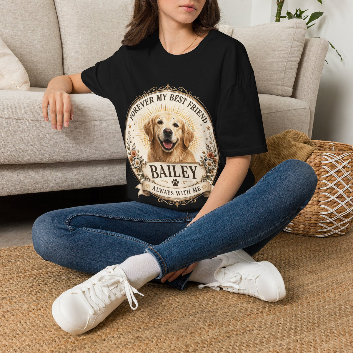 Dog Lover T-Shirt — “Forever My Best Friend” Personalized Golden Retriever Tee