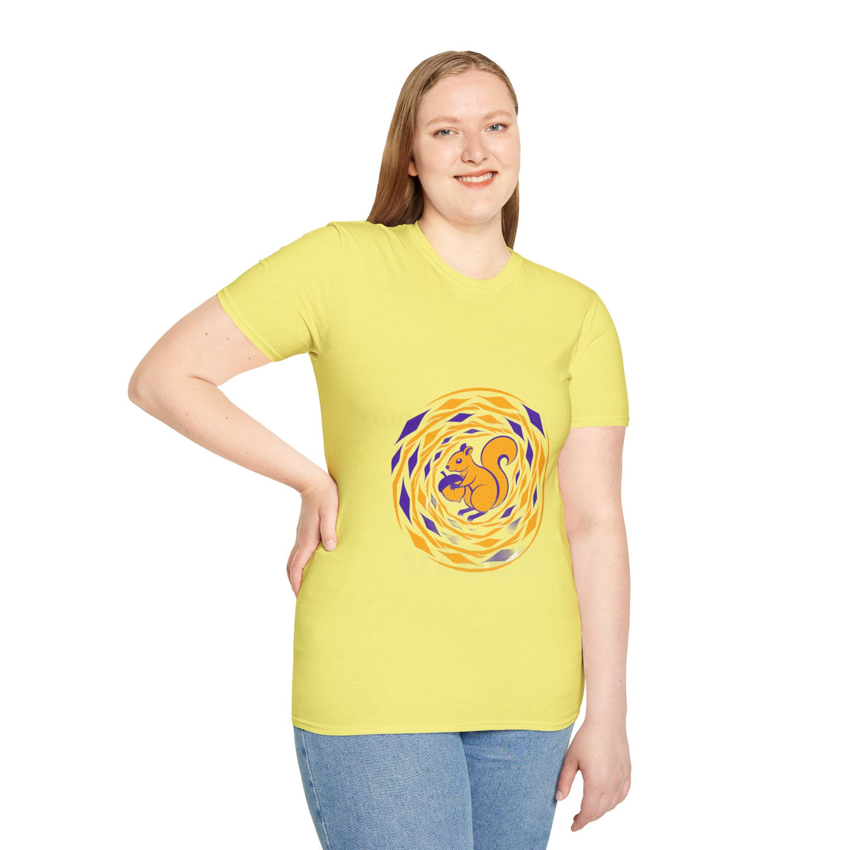 Squirrel Swirl Graphic T-Shirt — Playful Orange & Purple Nature Tee - Trending Now - September 2026