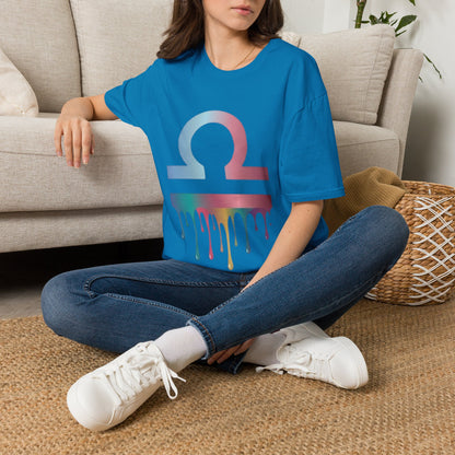 Omega Symbol T-Shirt — Pastel Gradient Drip Design