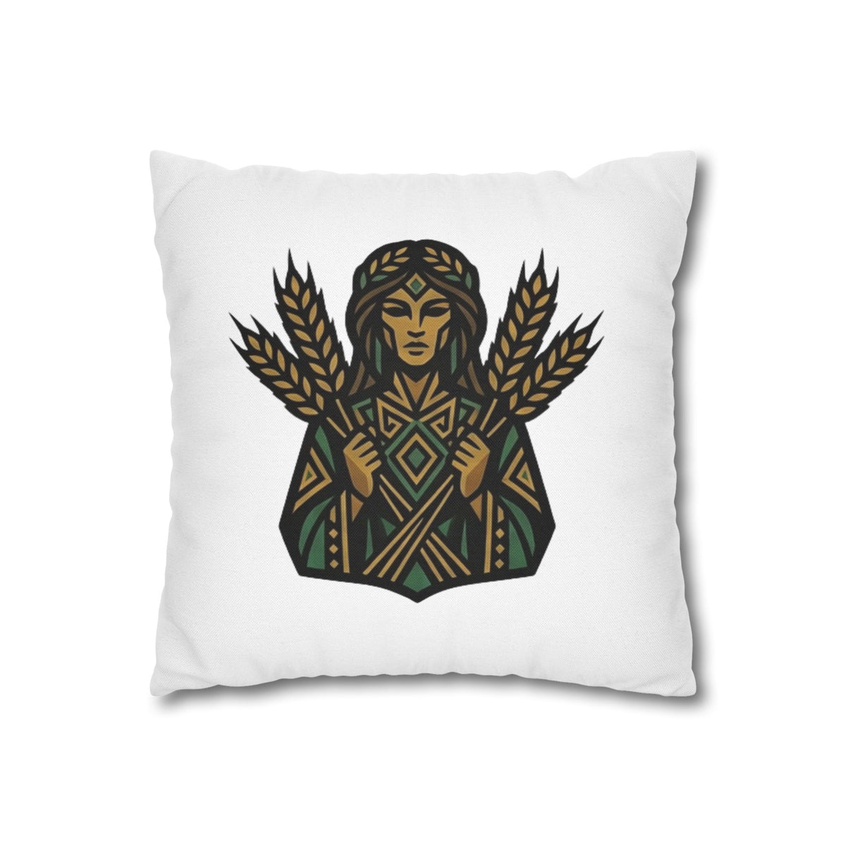 Virgo Harvest Goddess Pillowcase — Boho Wheat Decorative Throw Pillow
