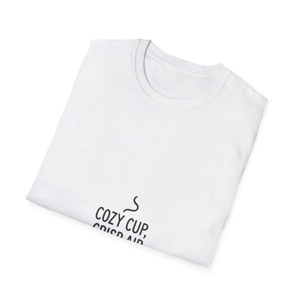 "Cozy Cup, Crisp Air" Fall Coffee Graphic Tee - Minimalist Autumn Vibe White T-Shirt - Trending Now - September 2026