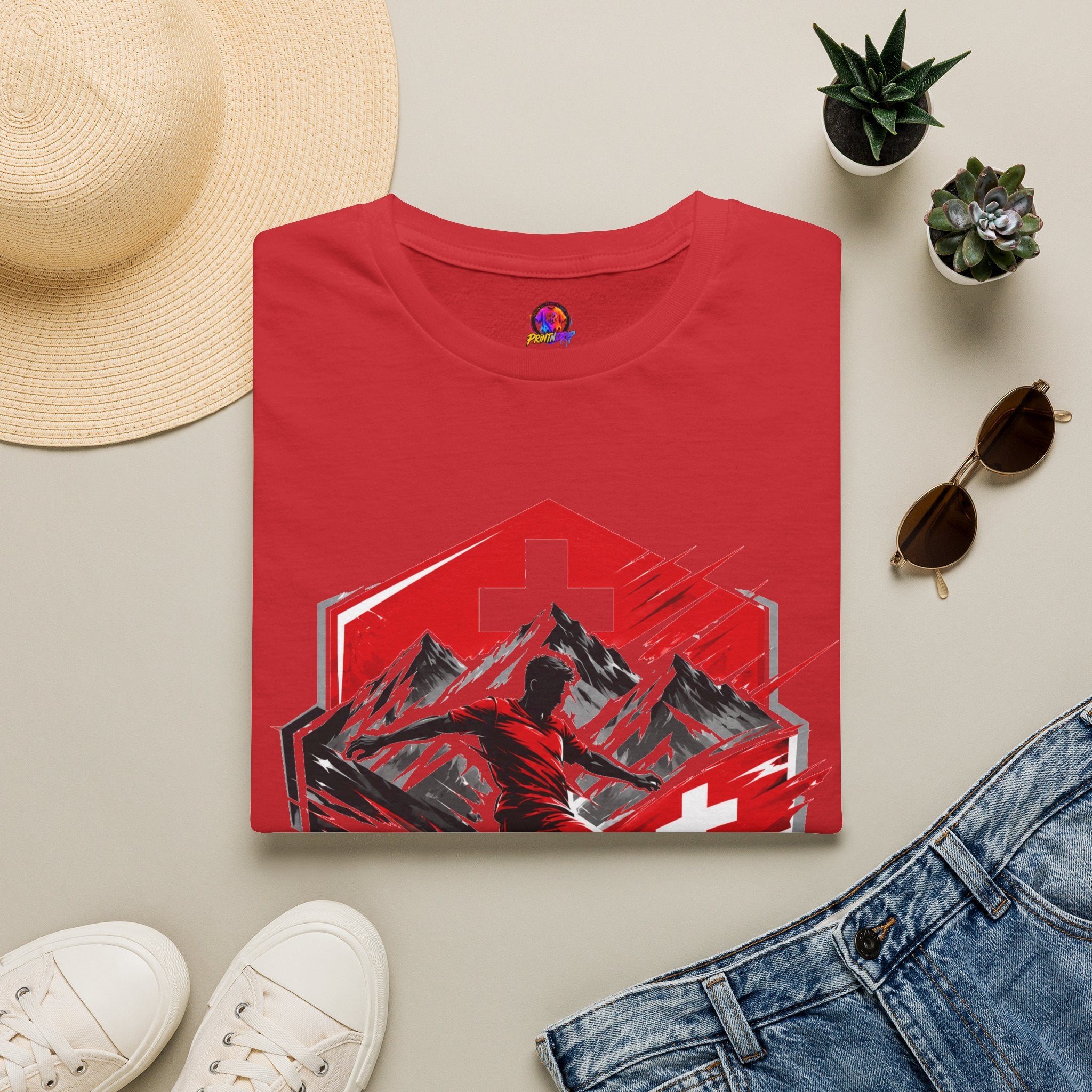 Switzerland Alpine Strike T‑Shirt – Swiss Mountain Ski & Snowboard Graphic