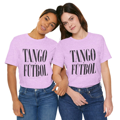 Argentina - Tango y Fútbol Graphic Tee - Bold Serif Soccer & Dance Shirt