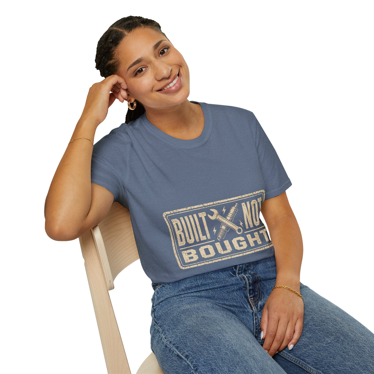 Built Not Bought T-Shirt — Vintage Mechanic Workwear Tee