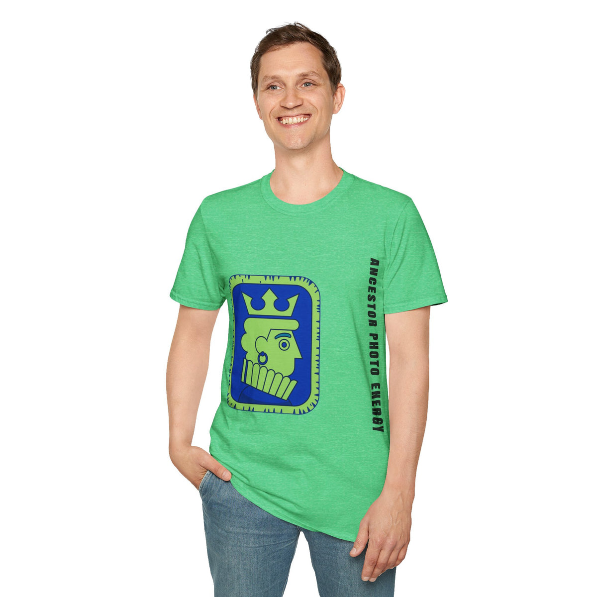 King Checkerboard Graphic T‑Shirt — Bold Green & Blue Chess King Design - Trending Now - September 2026