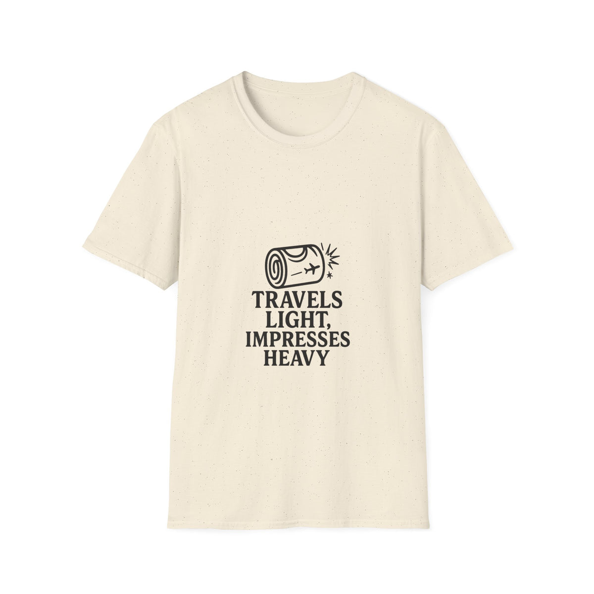 Travel Quote T-Shirt — "Travels Light, Impresses Heavy" Minimal Tee - Trending Now - October 2026