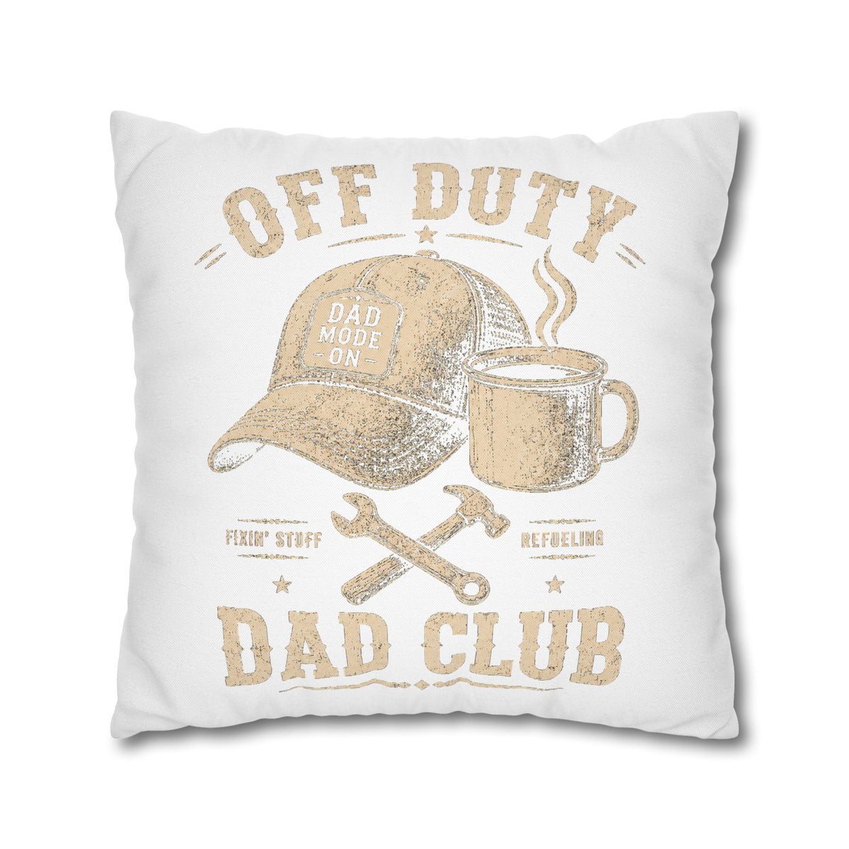 Off Duty Dad Club Throw Pillowcase – Coffee & Tools Accent Pillow Cover Milo Bailey Dog Dad Mom