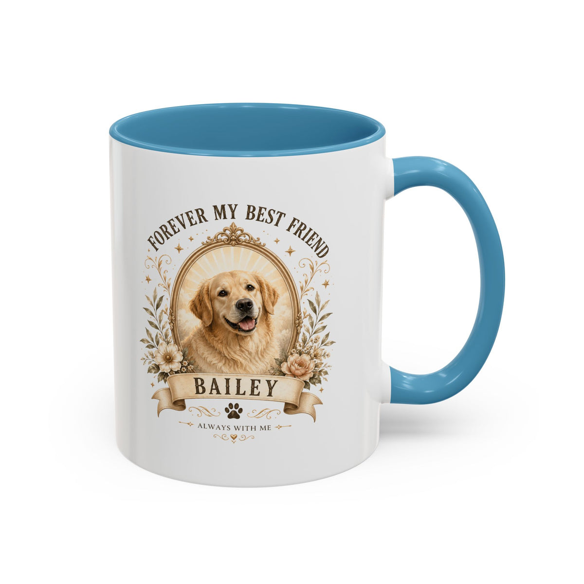 Milo Bailey Dog Dad Mom Personalized Dog Coffee Mug – "Forever My Best Friend" Golden Retriever Memorial Accent Mug