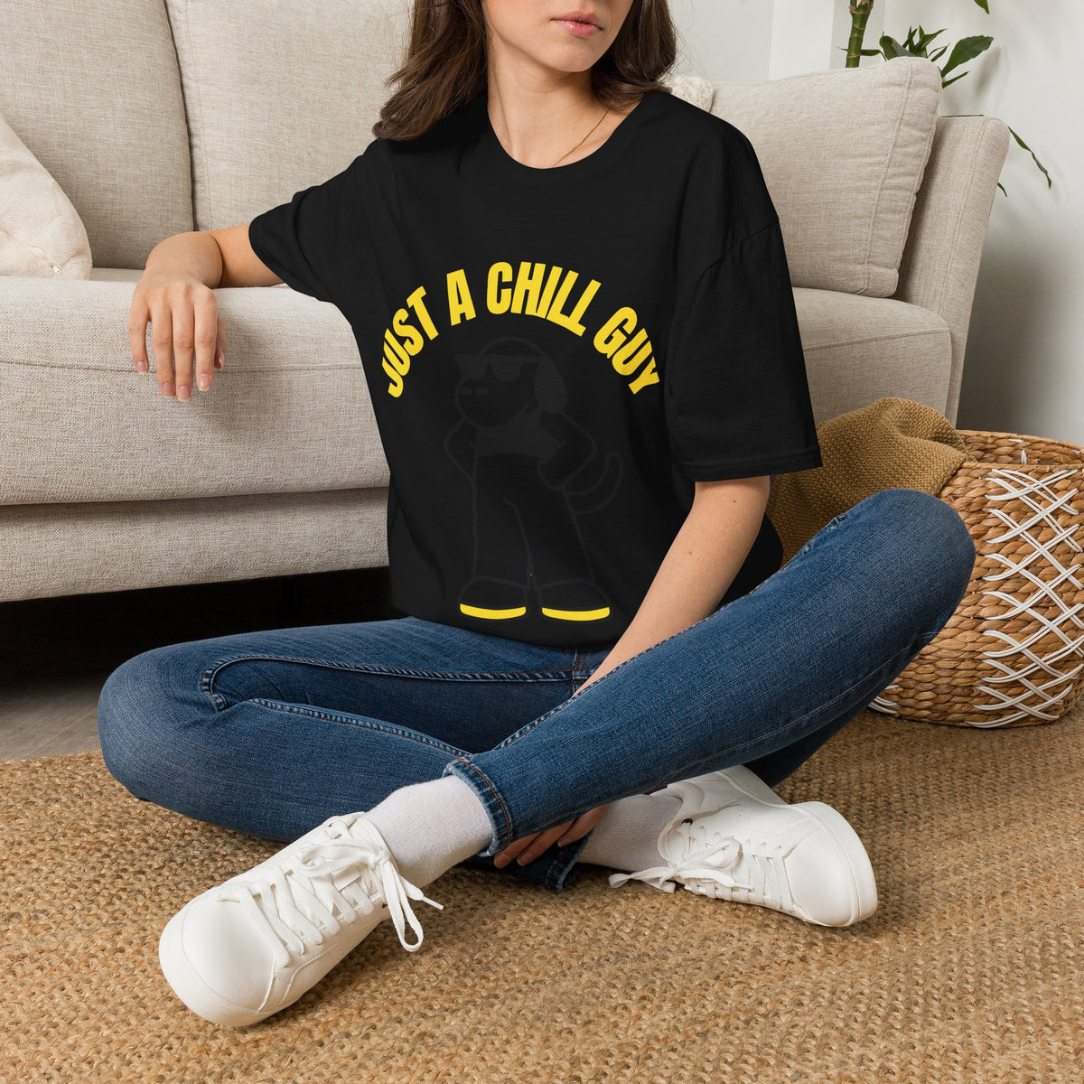 Just A Chill Guy Yellow Arch Mascot T-Shirt - Viral Meme Aesthetic Graphic Tee - Trending Now - September 2026