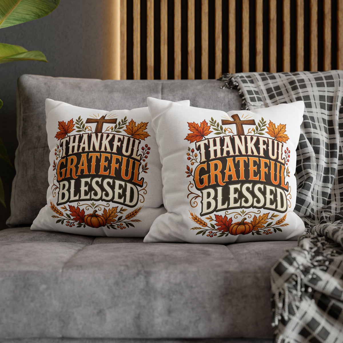 Thanksgiving Thankful Grateful Blessed Fall Pillowcase