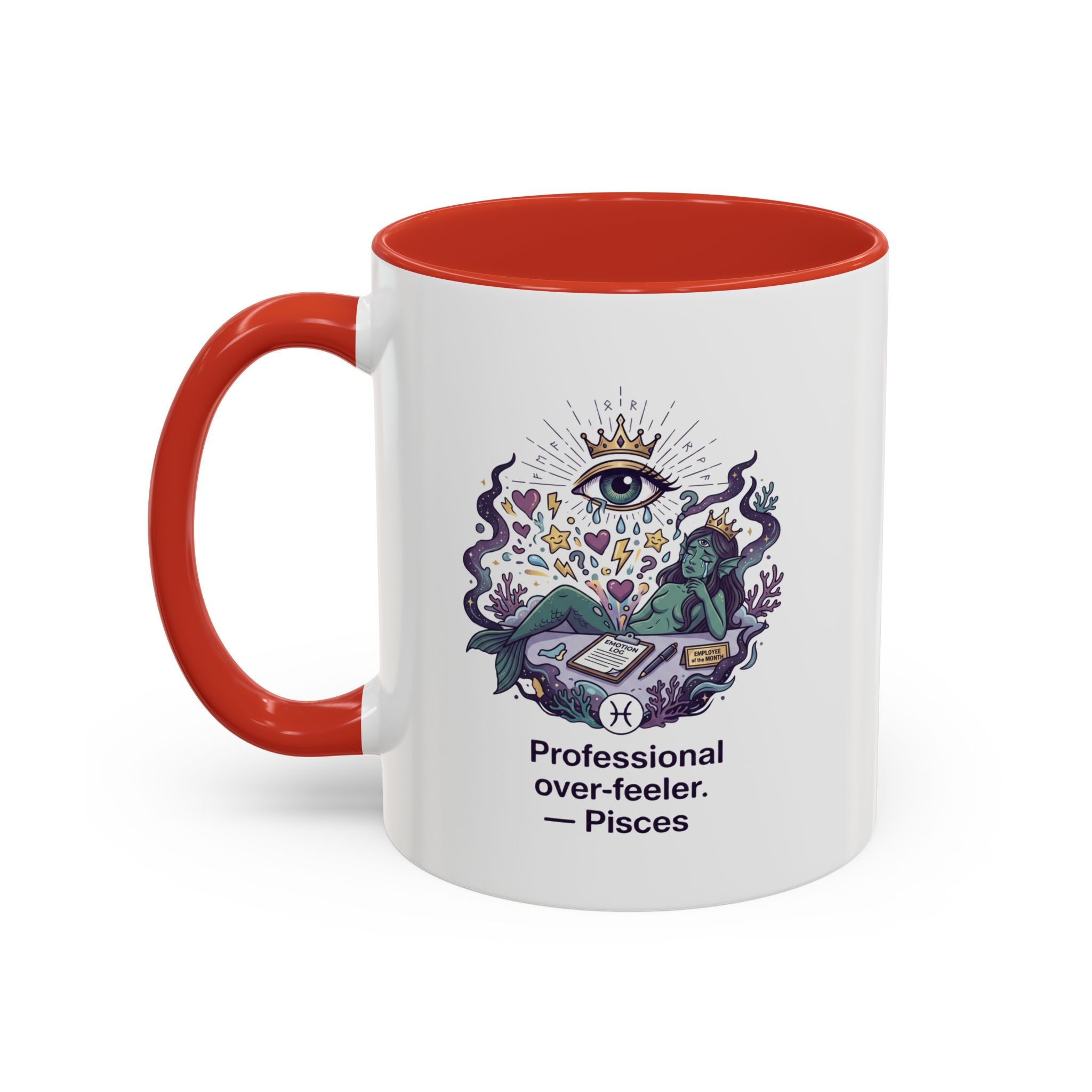 Pisces Coffee Mug — "Professional Over-feeler" Zodiac Accent Mug (11/15oz)