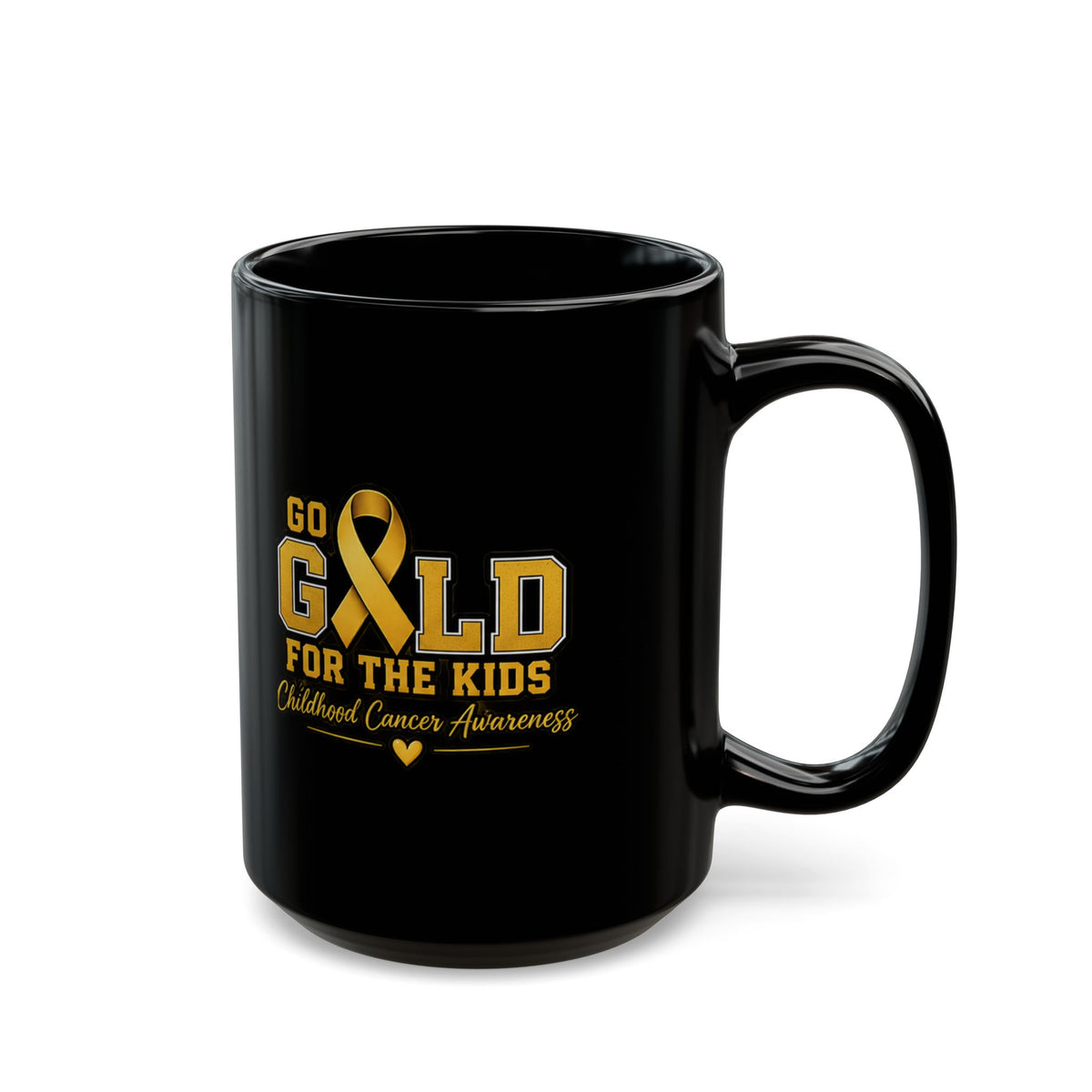 Go Gold for the Kids Black Mug — Childhood Cancer Awareness (11oz, 15oz)