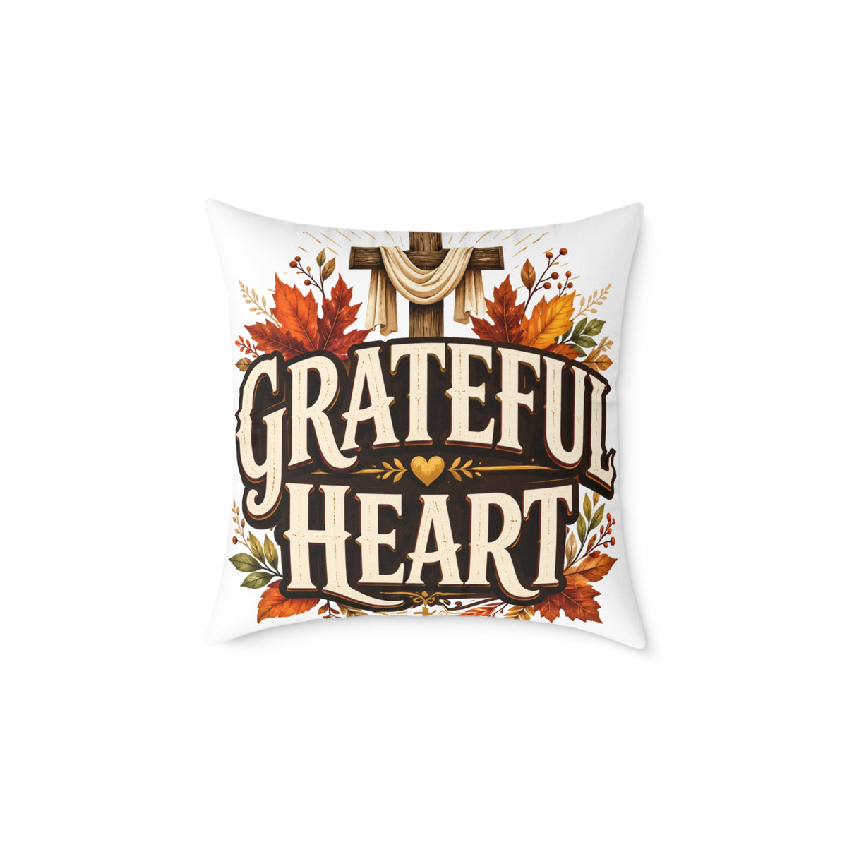 Thanksgiving Grateful Heart Fall Throw Pillow — Autumn Decorative Accent for Thanksgiving