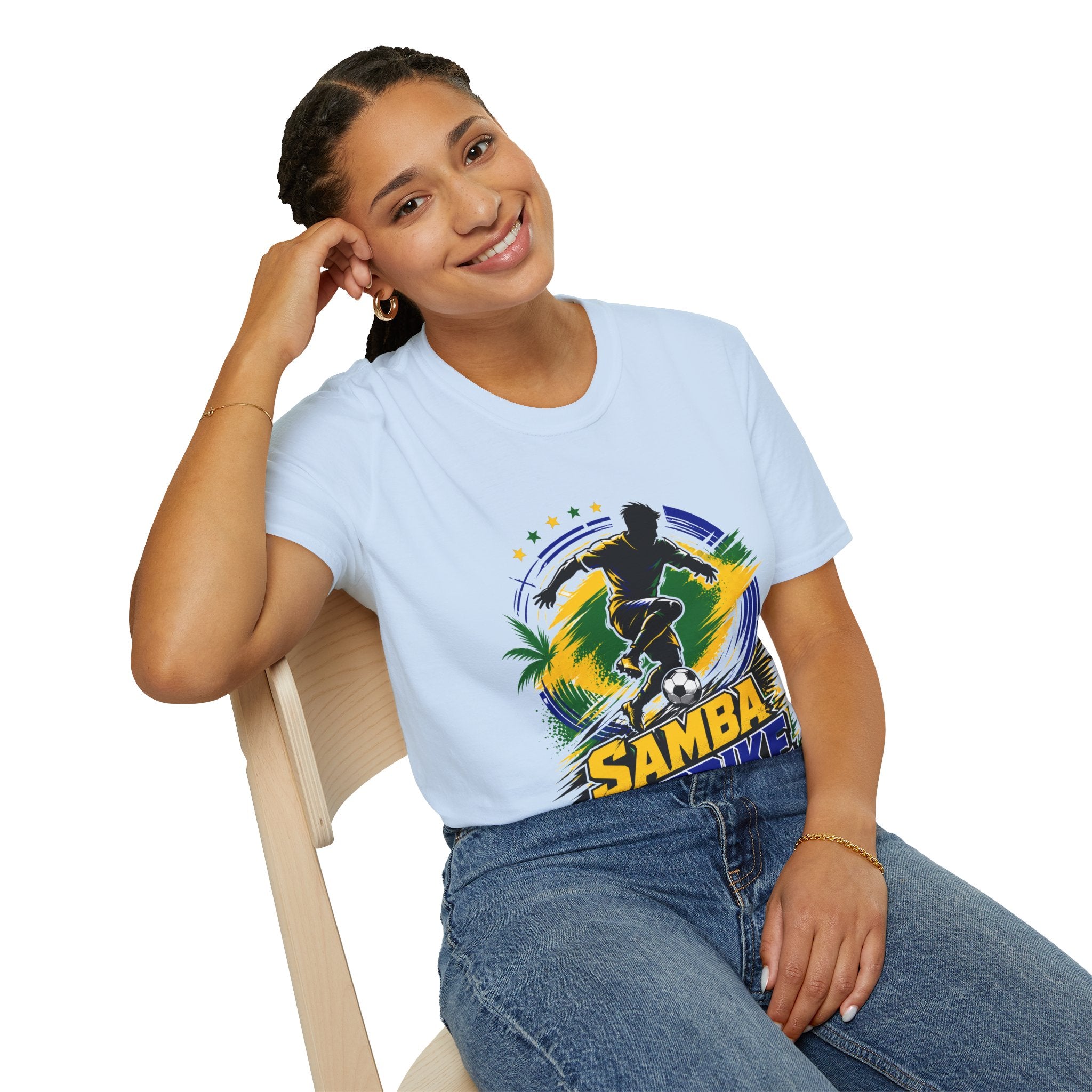 Brazil  Samba Strike Soccer T-Shirt — Brazilian Football Player Graphic Tee