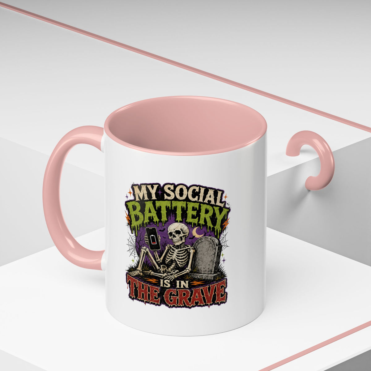 Halloween  My Social Battery Accent Coffee Mug