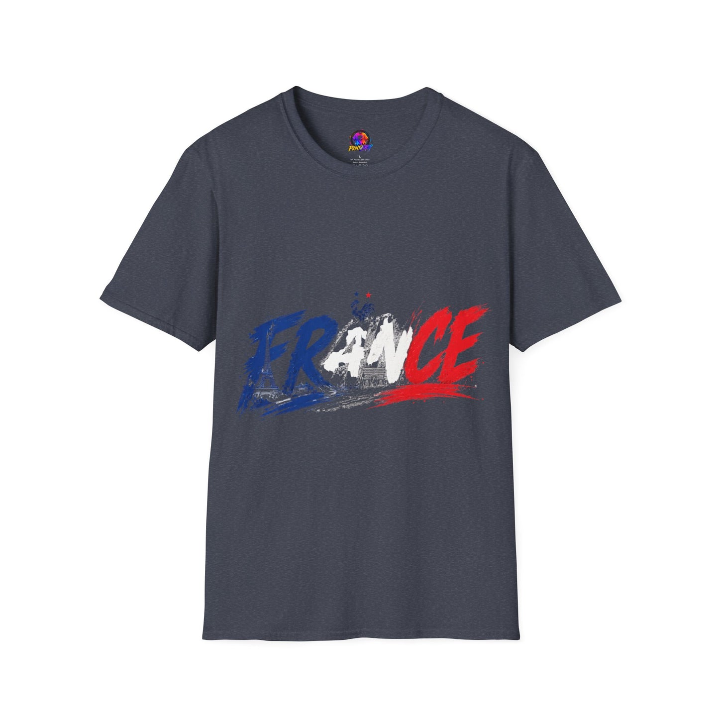 France Brushstroke Graphic T-Shirt — Tricolor Soccer/Travel Fan Tee