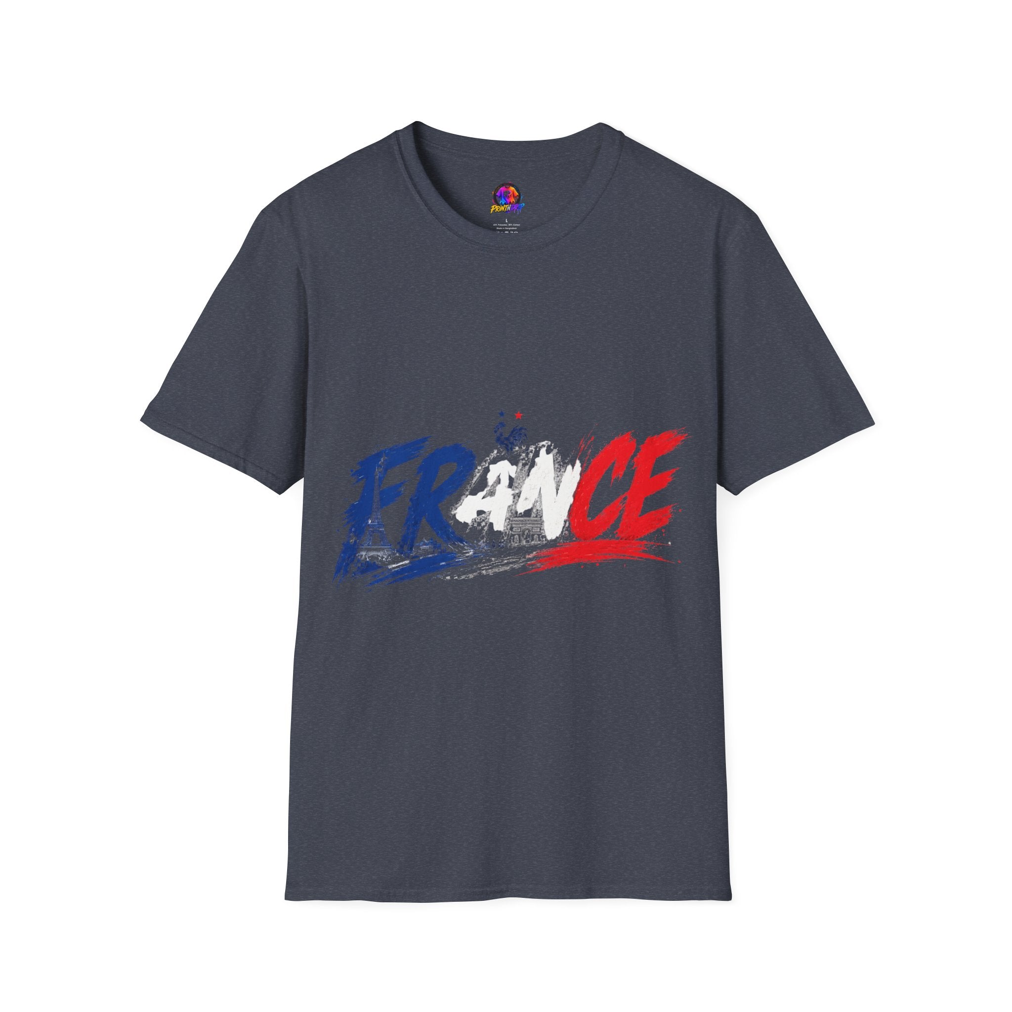 France Brushstroke Graphic T-Shirt — Tricolor Soccer/Travel Fan Tee
