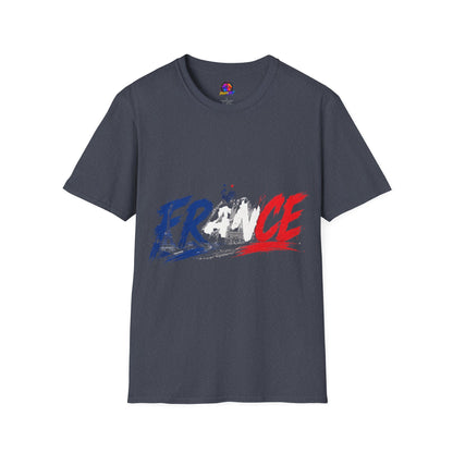 France Brushstroke Graphic T-Shirt — Tricolor Soccer/Travel Fan Tee