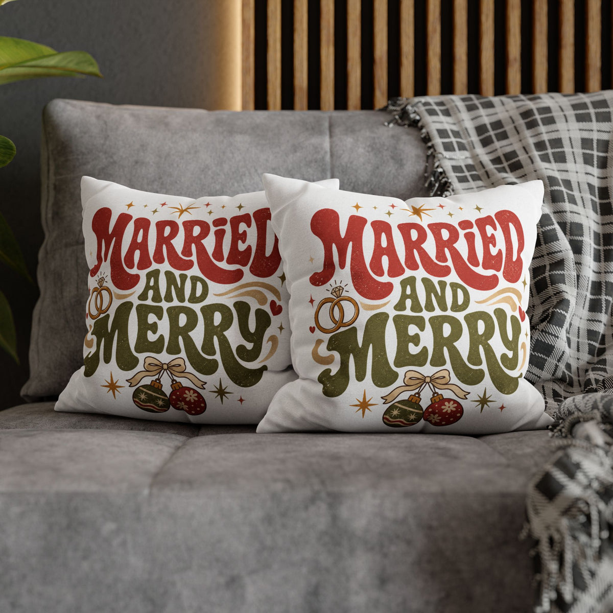 Christmas Married and Merry Holiday Pillowcase