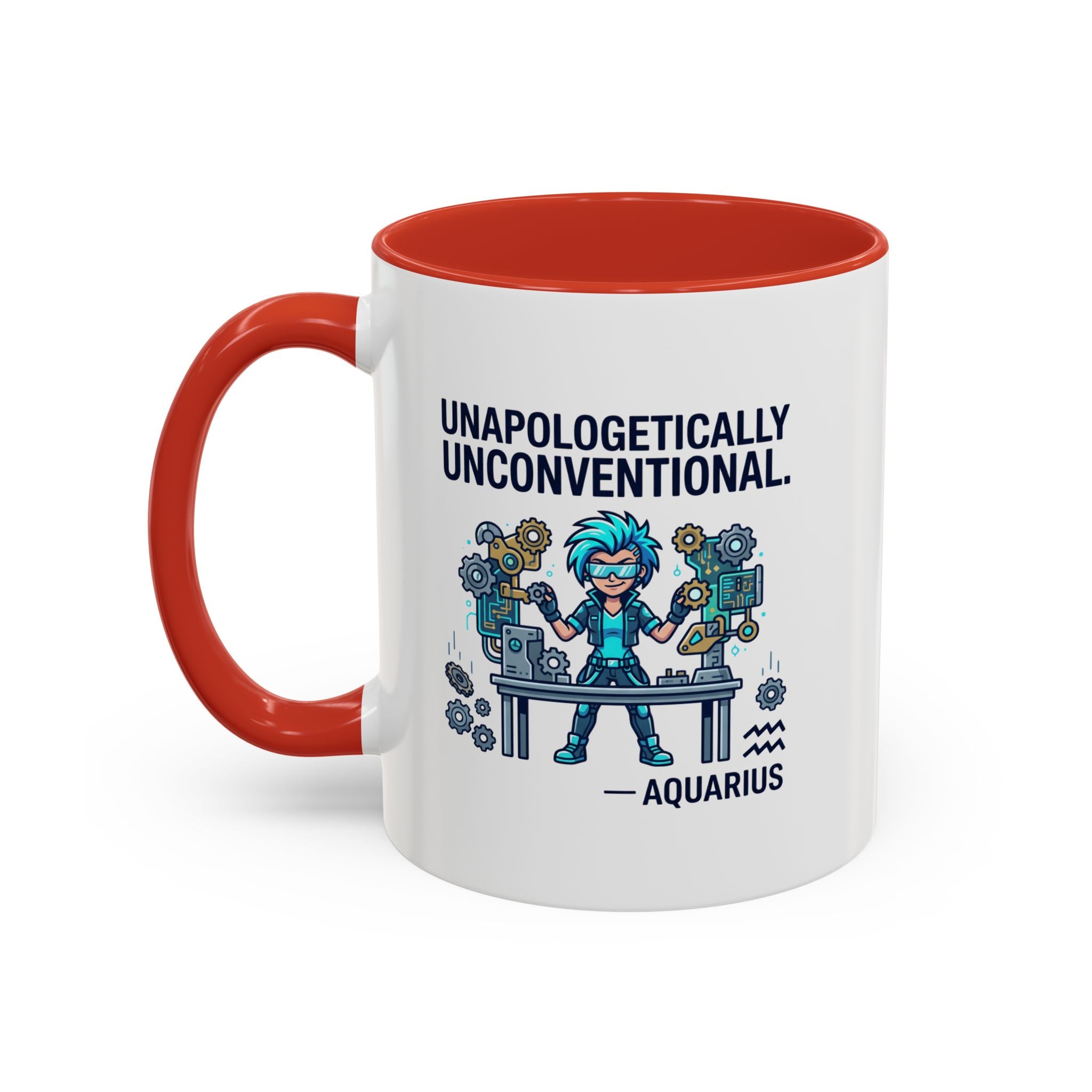 Aquarius Coffee Mug - "Unapologetically Unconventional" Zodiac Accent Mug 11oz