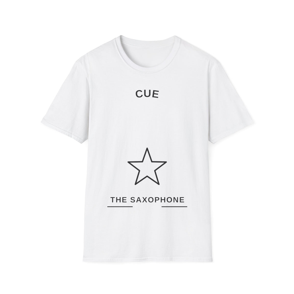 Cue The Saxophone Star T-Shirt - Minimalist Jazz Graphic Tee - Trending Now - September 2026