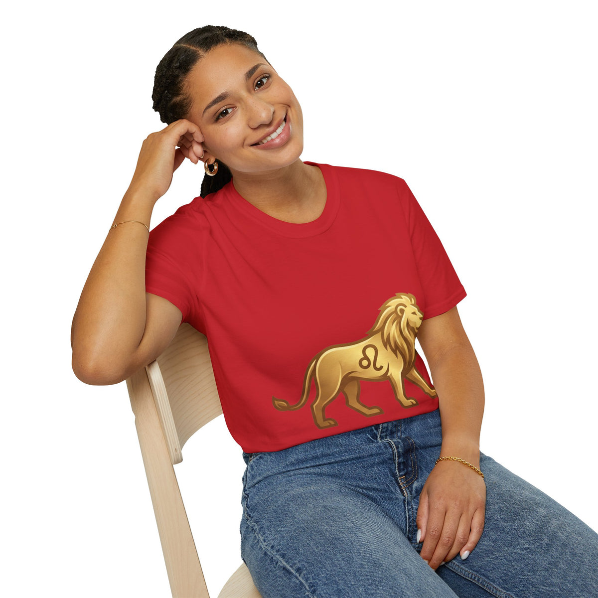 Leo Zodiac Lion T-Shirt — Gold Astrology Tee for Leo Birthdays & Zodiac Fans