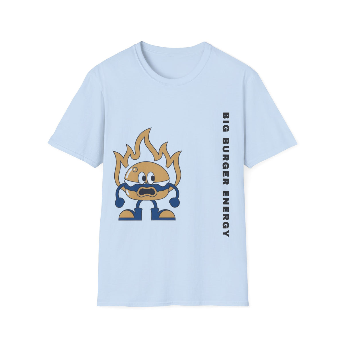 Burger Mascot T‑Shirt — ‘Big Burger’ Flame Character Graphic Tee - Trending Now - September 2026