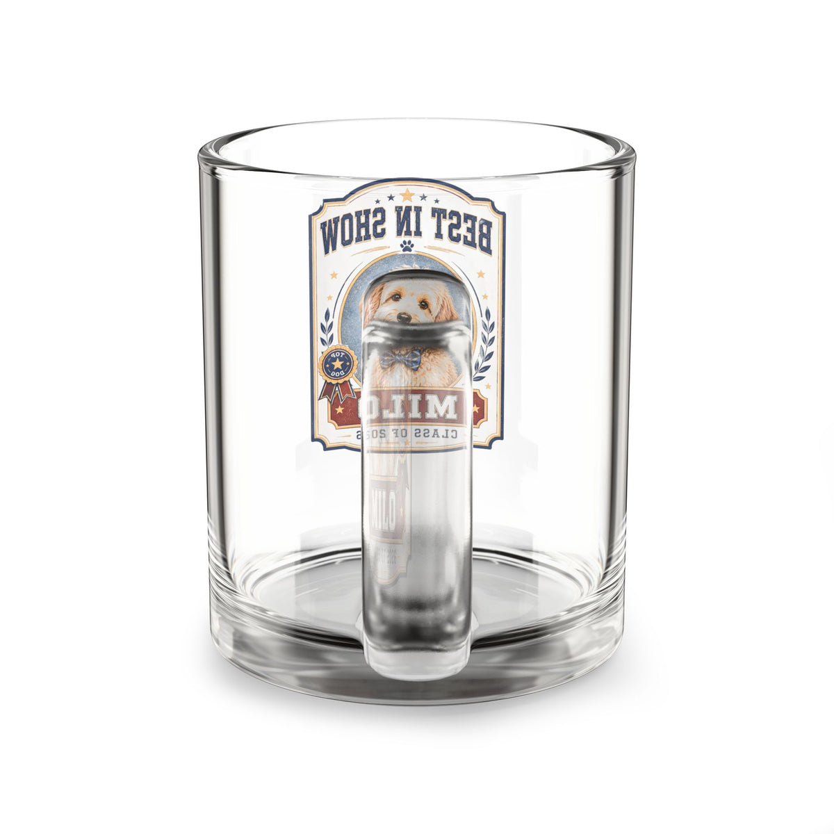 Best in Show Dog Glass Mug — Personalized Milo 10oz Milo Bailey Dog Dad Mom  Glass Mug 10 oz
