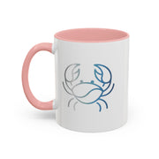 Crab Accent Coffee Mug — Minimal Coastal Zodiac Crab Design