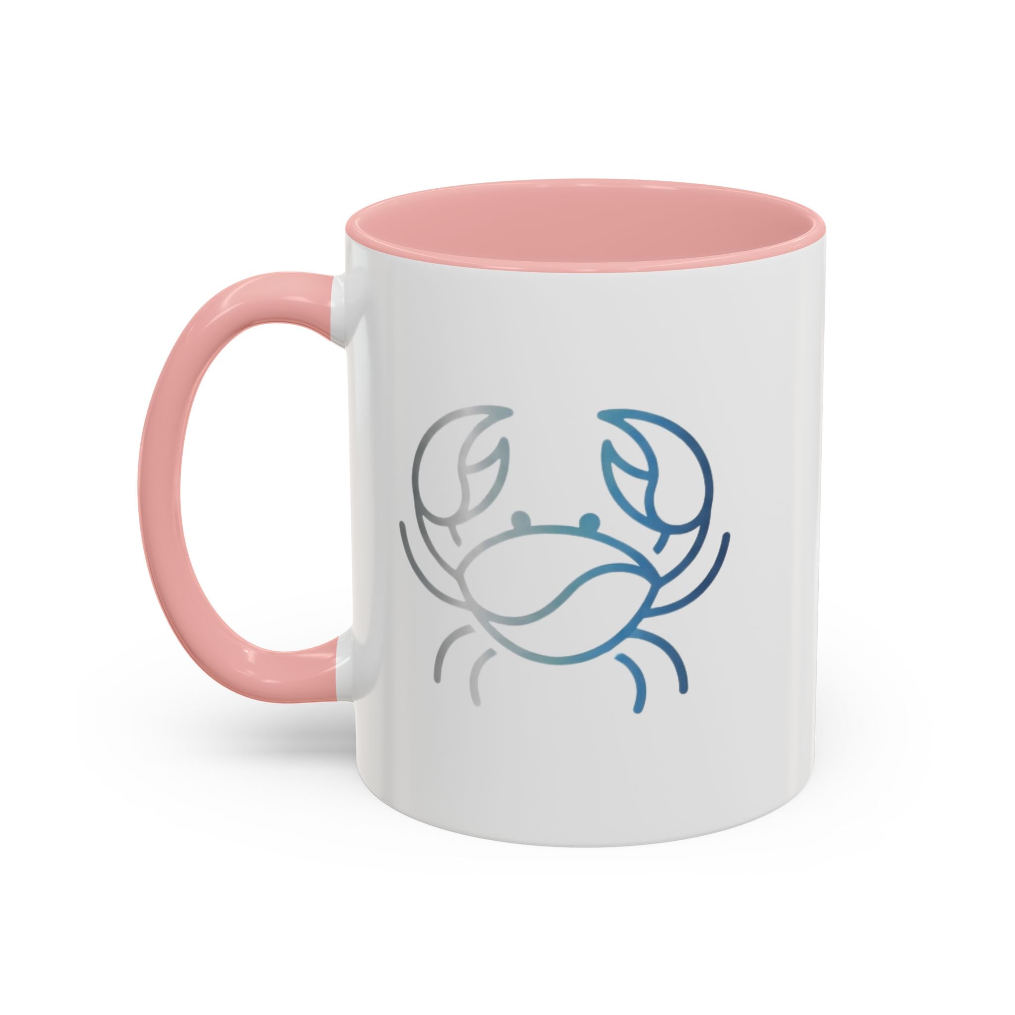 Crab Accent Coffee Mug — Minimal Coastal Zodiac Crab Design